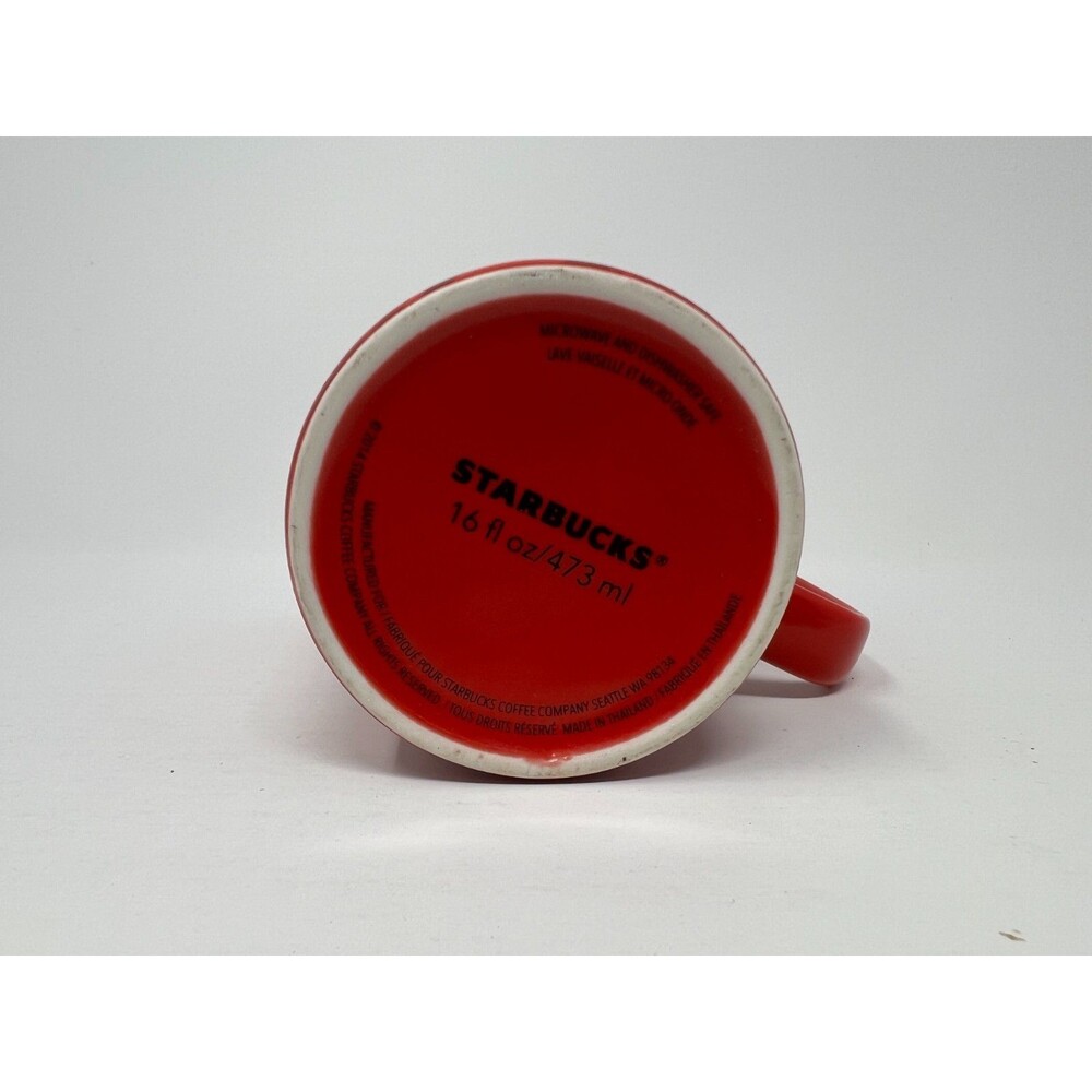 Starbucks 2014 Holiday Red Ceramic Coffee Mug 16 oz Tall Christmas Cup - Picture 6 of 7